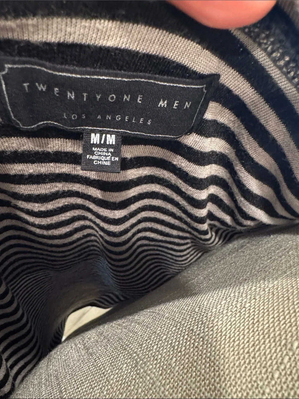 Forever 21 Black & Gray Striped Hooded Pullover